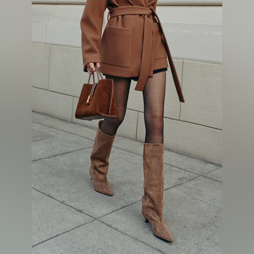 Commense Kitten Suede Knee-High Boots